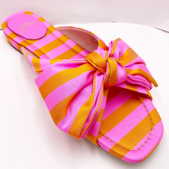 🆕{J. Crew} Abbie Striped Tie Silk Bow Sandals - Picture 14 of 16